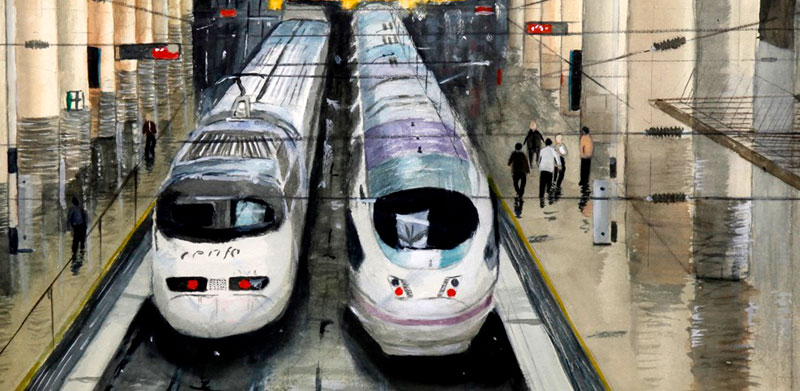 Exposici�n: TRENES: agua, papel, color
