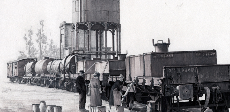 Obtenci�n de agua en poblado ferroviario