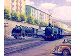 Entrando a la estaci�n. Fernando D�ez Gonz�lez, (�leo sobre lienzo, 1995) Medidas: 54 x 63 cm. Donaci�n: el autor - Pieza IG: 01503