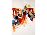 Los artistas en el tren. Fernando Vicente S�nchez (Acr�lico sobre papel, 2009) Medidas: 50 x 34 cm. - Pieza IG: 07406