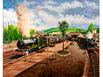 Estaci�n de Lostwithiel [Inglaterra]. Mario Huerta Vega (�leo sobre lienzo, 1995). Medidas: 50 x 61 cm. Donaci�n: �scar Fern�ndez Brunel - Pieza IG: 07960
