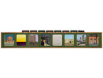 El viaje en tren. Alfredo Alca�n (t�cnica mixta, �leo y case�na sobre tablex y pieza de modelismo, 1988). Medidas: 42 x 275 cm - Pieza IG: 08473