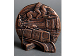 Medalla-trofeo conmemorativa del sesquicentenario del ferrocarril en Espa�a, 1848-1998 (Julio L�pez Hern�ndez, 1998) - Pieza IG: 02041