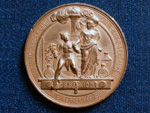 Medalla conmemorativa de la inauguraci�n de la l�nea directa de Madrid-Ciudad Real, 3 de febrero de 1879 (Grab. Esteban Lozano Jos�, Inv. J. Comba, Madrid, 1879). Donaci�n: Francisco Wais Sanmart�n - Pieza IG: 00773
