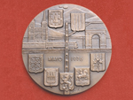 Medalla conmemorativa de electrificaci�n, Miranda de Ebro, Castej�n de Ebro, Zaragoza, L�rida, Plana, Picamoixons, Roda de Bar�, Reus, mayo 1976 (Manolo Prieto, Madrid, 1976). - Pieza IG: 00805