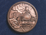 Medalla conmemorativa del Centenario de la inauguraci�n de la comunicaci�n ferroviaria Le�n-Asturias, 1884-1984 (An�nimo, 1984) - Pieza IG: 00808