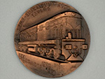 Medalla conmemorativa de la entrega de locomotoras di�sel-el�ctricas fabricadas por SEMF Euskalduna con licencia ALCo para los Ferrocarriles del Estado de Ecuador (Manuel Prieto, Espa�a, 1970) - Donaci�n: Enrique Balbuena - Pieza IG: 08326