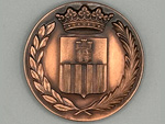 Medalla conmemorativa del centenario de la llegada del ferrocarril a Vilanova i la Geltr�, 1881 - 1981 (Insignies Pujol, Barcelona, 1981) - Donaci�n: Enrique Balbuena - Pieza IG: 08324